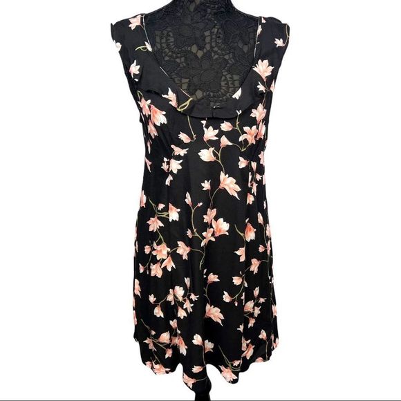 Sz XL Aeropostale Black Sleeveless Pink Floral Dress - Picture 1 of 10